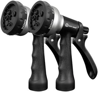 AUTOMAN-Garden-Hose-Nozzle, 2 Pack ABS Water Spray Nozzle, 7 Adjustable Watering Patterns, Slip Resistant for Watering Plants, Lawn& Garden, Washing Car, Showering Pets & Outdoor Fun.Silver Color