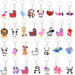 FEPITO 30 Pack Animal Keychains for Party Favors Supplies, Kids Party Bag Fillers, School Carnival Rewards, Baby Shower Party Favors