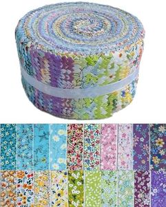 Jelly Roll Fabric - 20 Assorted Floral Prints, 100% Cotton Quilting Fabric, 40 Pre-Cut Strips (2.5 x 44 Inch) for Quilting, Sewing, and DIY Projects- Four Seasonal Flowers