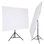 GSKAIWEN 5x6.5ft White Screen with Stand,Wrinkle-Resistant Collapsible Background Chromakey White Backdrop for Portrait Headshot Photography, Photo Studio Video Shooting