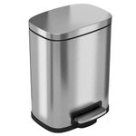 iTouchless SoftStep 1.32 Gallon Stainless Steel Step, 5 Liter Pedal Bathroom Bin, Removable Inner Bucket, Soft and Silent Open and Close Trash Can