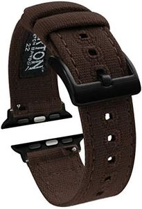 BARTON WATCH BANDS - Chocolate Brown (Black PVD Hardware) Canvas Watch Bands Compatible with Apple Watch Models - 1, 2, 3, 4, 5, 6, 7, 8, 9, 10, SE, Ultra & Ultra 2 - (38mm/40mm/41mm)