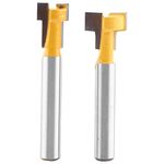 2Pcs T-Slot Cutter Router Bit, 1/4Inch Shank Steel Handle T-Slot Cutter 3/8Inch and 1/2Inch Cutting Edge Woodworking Milling, T Type Shank Cutter