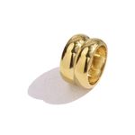 Chunky Gold Rings 18K Gold Plated Stainless Steel Chunky Dome Ring Puffy Dome Stackable Rings Chunky Signet Ring for Women Everyday Jewelry (Golden No. 10)