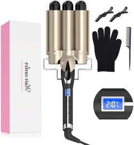 Fer a Boucler 3 Tetes Waver 32mm, AIMERVO GRANDES VAGUES Fer Onduler Wavy 14 Températures à Contrôle de 80⁰C à 210⁰C- Ecran LCD, Revêtement en Tourmaline-Céramique, Chauffage Rapide de 30 Secondes