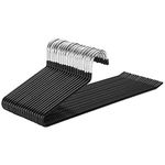 SONGMICS Trouser Slack Hangers Organizers, Set of 20, Strong Metal dia: 5 mm Chrome-plated Non-slip 38 x 13 cm, Black CRI004-20