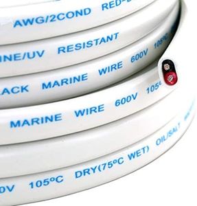 GS Power 18 AWG (American Wire Gauge) Tinned OFC Pure Copper Duplex Red Black Sheathed Double Conductor AC Marine Boat Battery Harness Wire. Cable Length: 200 Feet (Also in 100 FT)