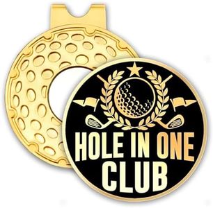 rofiowa Hole in One Club Black Gold Golf Ball Marker with Hat Clip, Funny Golf Accessories for Men Women, Christmas Father's Day Birthday Gifts for Golf Fan Golfer, Novelty Golf Gifts