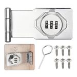 uxcell Password Hasp Locks, Cabinet Door Combination Lock, 90 Degree Barn Door Lock Latch for Small Doors, Cabinets, Barn Door, Bathroom, Silver