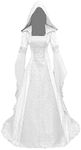 Kahbin Women Hooded Gothic Dress Medieval Corset Renaissance Dress Victorian Dress Halloween Costume, White, XX-Large