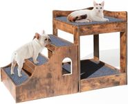 Canormpet Pet Window Perch with Stairs, Super Large Pet Bunk Bed for Dog and Cat, Multi-Level Pet Seat Platform with Mats, Pet Bed Couch for Bedside, Home, Indoor Use (Medium)