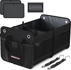 FORTEM SUV Trunk Organizer, Car Organizer, Collapsible Multi-Compartment Storage Bag for Car Accessories for Women Men, Non Slip Bottom, Adjustable Straps, Soft Cover (Standard, Black)