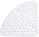 Shower Mat Non Slip Sector Rubber Corner Bath Mat Anti Mould Quadrant Bath Mat Safety Mats with Drain Hole Bathtub Mat for Shower or Tub 54 x 54 cm (White)