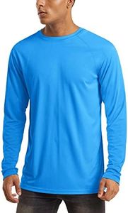 MAGCOMSEN Long Sleeve Shirt Men Rashguard Men Sun Protection Shirt Athletic T-Shirt Dry Fit Fishing Shirts Azure,3XL