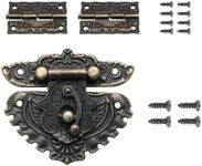 Kyuionty Antique Jewelry Box Hasp Latch, Vintage Bronze Small Box Engraved Designs Hinges and Retro Latch Lock for Decorative Cabinet Small Wooden Jewelry Box Gift Box (1 Pcs Hasp Catch)