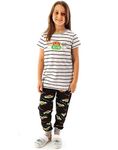 FRIENDS Central Perk Pyjamas For Girls | Children & Teens F.R.I.E.N.D.S Cafe Striped Black & White T-Shirt & Logo Loungepants PJ Set TV Show Gifts