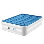 TOUCHXEL Queen Air Bed Inflatable Double Mattress with Build-in Pump and Pillow, Storage Bag Repair Patch Kit Included, Blow Up Self-inflating Airbed for Guests Camping & Home Use, 203 x 157 x 47cm