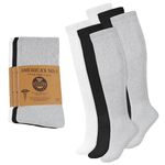 6 Pairs Diabetic Socks Over The Calf - Knee High Premium Cotton Socks Men's Size 10-13 Big & Tall Size 13-16