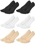 6 Pair Orthoes Bunion Relief Socks, Toe Alignment Socks, Compression Align Toe Socks No Show Low Cut Liner Five Finger Socks, Toe Separator Sock for Women Men Bunion