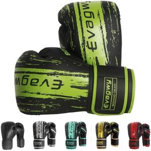 EVAGWY Boxing Gloves for Men and Women,Pro Training Sparring,Suitable for Boxing Kickboxing MMA Fighting,Adult Heavy Punching Bag Gloves,Workout Gloves for Boxing,Muay Thai (Green, 10OZ)