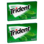 Trident Spearmint Imported Gum, 14 Sticks (Pack of 2), Green & White