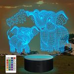 CooPark Elephant 3D Night Light, Animal Illusion Bedside Lamp with Remote Control 16 Colors Changing Bedroom Decor Idea Creative Birthday Gift for Kids Boys Girls