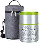 Lille Home 32OZ Vacuum Insulated Stackable Stainless Steel Thermal Lunch Box | 2-Tier Bento Box/Food Container with Insulated Lunch Bag | BPA Free | Leakproof | Adults, Kids