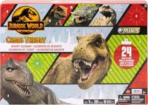 Mattel Jurassic World: Chaos Theory 2024 Holiday Advent Calendar with 24 Day Countdown, 30 Dinosaur-Related Toy Surprises, 20 Mini Dinos, 1 Human, 9 Fence Pieces