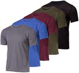 5 Pack:Men’s Mesh Active Wear T-Shirt Essentials Performance Workout Gym Training Quick Dry Fit Dri Tech Breathable Short Sleeve Crew Under Shirt Athletic Sport Running Top Exercise SPF- Set 4 3XL