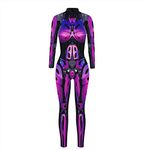 Alidamo Womens Halloween Jumpsuit Bodysuit Cosplay 3D Skull Skeleton Purple Robot Medium