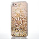 iPhone 6 6S Case [With Tempered Glass Screen Protector],Mo-Beauty Flowing Liquid Floating Bling Shiny Sparkle Glitter Clear Plastic Hard Case Cover For Apple iPhone 6 6S 4.7 Inches (Gold)