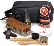 Deluxe Shoe Polish Cleaning Kit - Leather Boot & Shoe Shine Care Kit - Black, Brown & Neutral Shoe Polish with Brushes, Laces, Buffing Cloth, Travel Bag & More - Shoe Cleaning Polish Kit Made in USA,