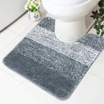 Famibay Toilet Mats Pedestal Only Bathroom Pedestal Mats Non Slip Washable U Shape Bath Mats Super Absorbent WC Toilet Rugs for Bathroom Floor