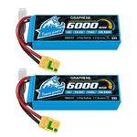 Yowoo 4S Lipo Battery 6000mAh 14.8V 150C Graphene Battery with XT90S Anti-Spark Plug Connector for 1/8 and 1/10 RC Vehicles Car RC Buggy Truggy RC Airplane UAV Drone FPV (2 Packs)