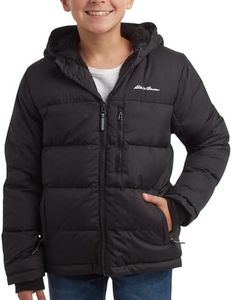 Eddie Bauer Boys' Winter Jacket - Heavyweight Quilted Down Jacket - Insulated Hooded Outerwear Coat for Boys (5-20), Size 10-12, Black