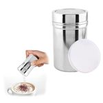 Flour Shaker,Stainless Container Sifter,Chocolate Shaker for Cappuccino,Coffee Powder Dispenser Icing Sugar Shakers with Fine Steel Mesh Sieve for Salt/Spice/Powdered/Pepper of Baking Seasoning Jars