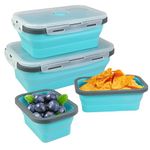 Guyuyii Collapsible Food Storage Containers (4-Piece Set) - Leakproof, Space-Saving Silicone Containers with Lids - Microwave and Dishwasher Safe for Camping, RV, Travel, and Meal Prep