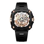 CIGA Design Automatic Mechanical Watch - X Series Eye of Horus Wristwatch for Men Skeleton Style Bioceramic case with Silicone Straps(Rose Gold)