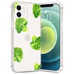 Idocolors Cute Green Broccoli Phone Cases for iPhone 6s/6, Shockproof Soft Flexible TPU Protective Clear Girly Case Cover for iPhone 6