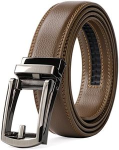 WERFORU Leather Ratchet Belt for Men Perfect Fit Waist Size Up to 50 Inches with Automatic Buckle