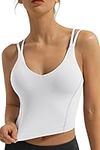 QUEENIEKE Women's Sports Bra Padded Running Workout Tank Tops for Women Size XS Color White