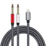 Lightning to Dual 6.35mm 1/4" TS Mono Stereo Y-Cable Splitter Lightning to Dual 1/4 inch Audio Cable Compatible for iPhone14/13/12/11/X/8/7/iPad,Amplifier, Speaker, Headphone, Mixing Console 3.3Feet