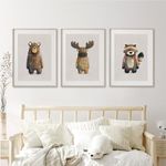 Tigercub Prints Woodland Animal Nursery Prints | A4 Set of 3 | Printed on 400gsm Professional Quality Paper | Designed and Printed in UK | Nursery Decor | Baby and Kids Wall Art | Bedroom Decoration