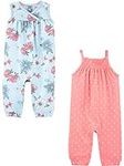 Simple Joys by Carter's Baby Girls' 2-Pack Fashion Jumpsuits, Pink/Floral, 3-6 Months