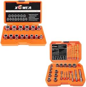 XEWEA 14PCS Bolt Extractor Set & 26PCS Screw & Bolt Extractor with Left Drill Bit Set, Impact Easy Out Tools Stripped Screw Remover EZ Out Socket Set for Damaged,Frozen,Rusted, Bolts, Nuts, Studs
