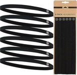 Tough Headwear Thin Elastic Sports Headbands for Women & Men, Workout, Running, Soccer Headband - 6 Black