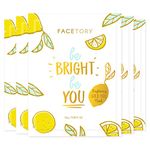 FACETORY K Beauty Face Mask Skin Care - BE BRIGHT BE YOU BRIGHTENING Sheet Mask with Gold Foil & Lemon Fruit | Glowing Gold Brightening Face Mask (5 Pack)