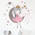 Pumkins Cute Princess Wall Stickers Cartoon Princess Moon Stars Wall Decals for Baby Girl Bedroom Playroom Nursery Baby Kids Room D�cor