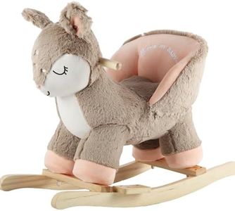 Rock My Baby Rocking Horse Deer with Chair, Plush Stuffed Animal Rocker for Toddlers 1-3, Baby Rocker with Sweet Music, Animal Ride on,Pink Deer,CPC Certified