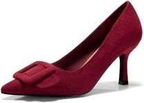 Coutgo Women's Closed Pointed Toe Pumps Stiletto High Heels Wedding Party Dress Shoes, Burgundy, Size 8.5